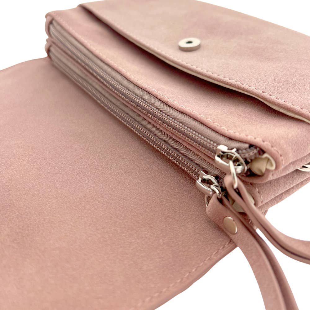 Borsa Elisa Croco Oldpink a tracolla orizzontale