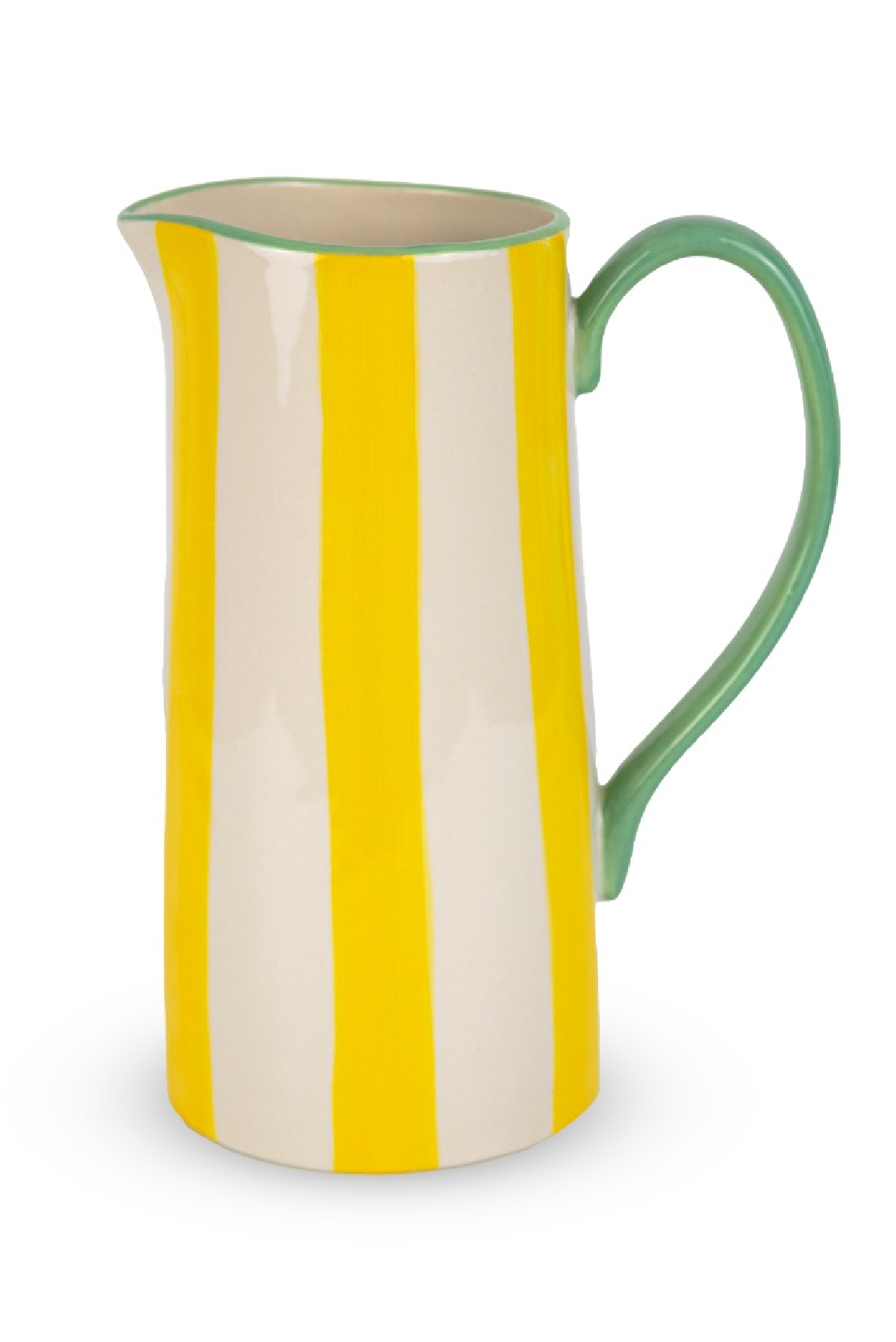 Brocca in stoneware gialla e bianca