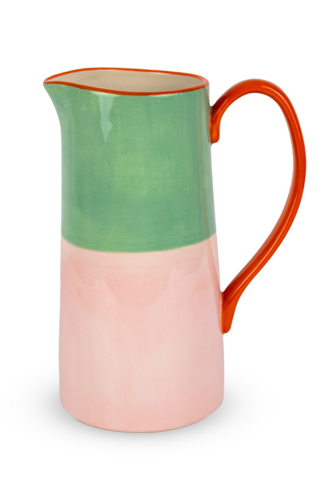 Brocca in stoneware rosa e verde